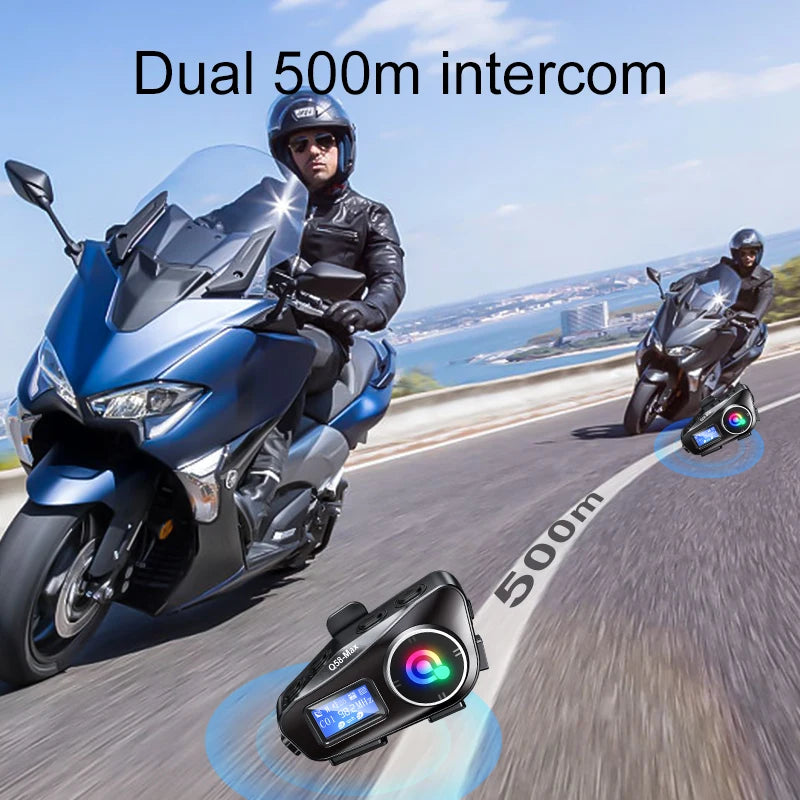 Q58 Max Motorcycle Bluetooth Intercom – 500m Helmet Communication