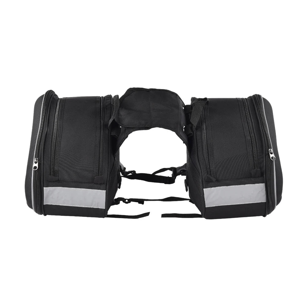 oezrefit 2PCS Universal Fit Motorcycle Pannier Bags Luggage Saddle Bags Side Storage Fork Travel Pouch Box Motorcycle Side Helmet Riding Waterproof 36L-58L with Rain Cover – Black