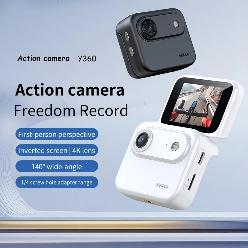 4K HD Flip Screen Thumb Action Camera 20MP Sony Sensor Anti-Shake Wide-Angle Vlog Cycling Camcorder 32GB USB Charging Lightweight Portable POV Camera for Outdoor Travel Cycling