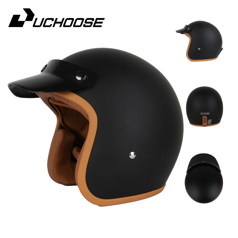Open Face Helmets – DOT Certified Retro Motorcycle Helmet, Cafe Racer & Street Riding for Men