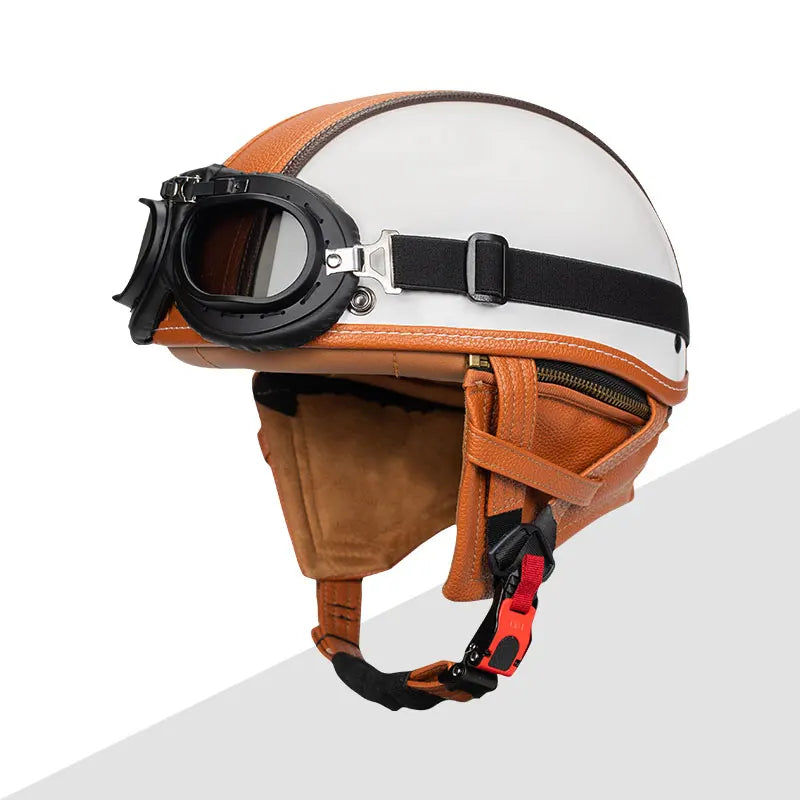 Half Helmets – KEAZ Vintage Retro German-Style Motorcycle Helmet, DOT Certified Unisex Design