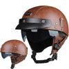 Half Helmets – Retro PU Motorcycle Helmet, Fashionable All-Season Scooter Helmet for Men & Women