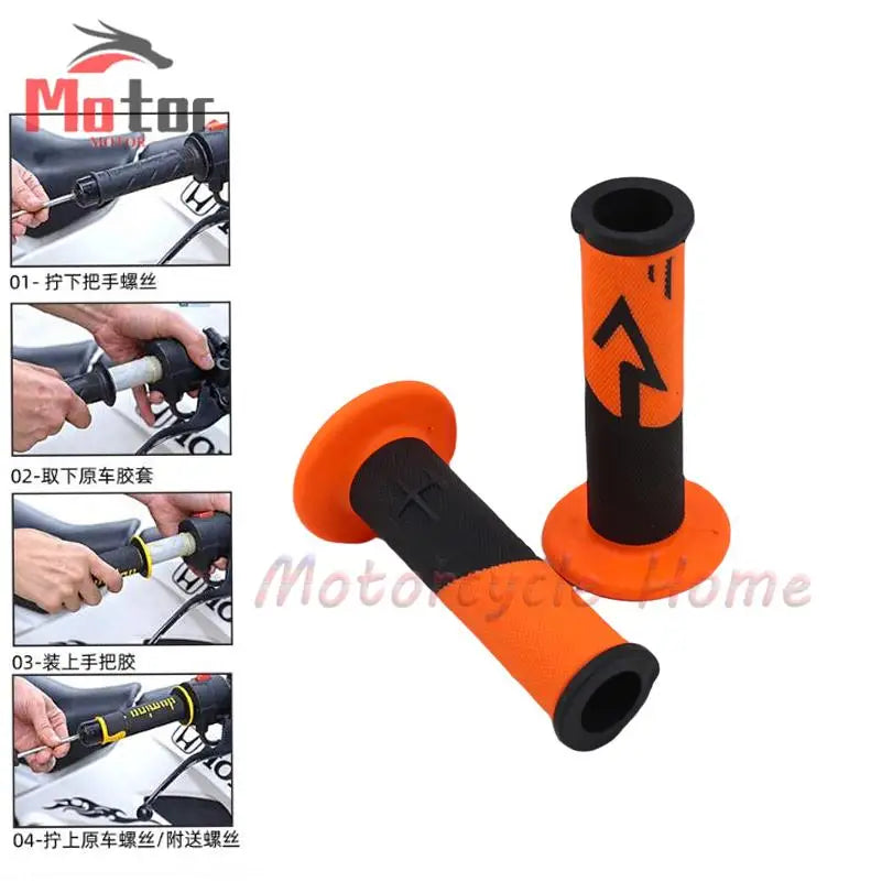 Kawasaki Universal Motorcycle Handlebar Grips 7/8" 22mm Rubber Hand Grips for Kawasaki ZX6R ZX7R ZX10R ZX12R ZX14R KX 65 85 125 250 KLX 125 250 – 4 Colors (1 Pair)