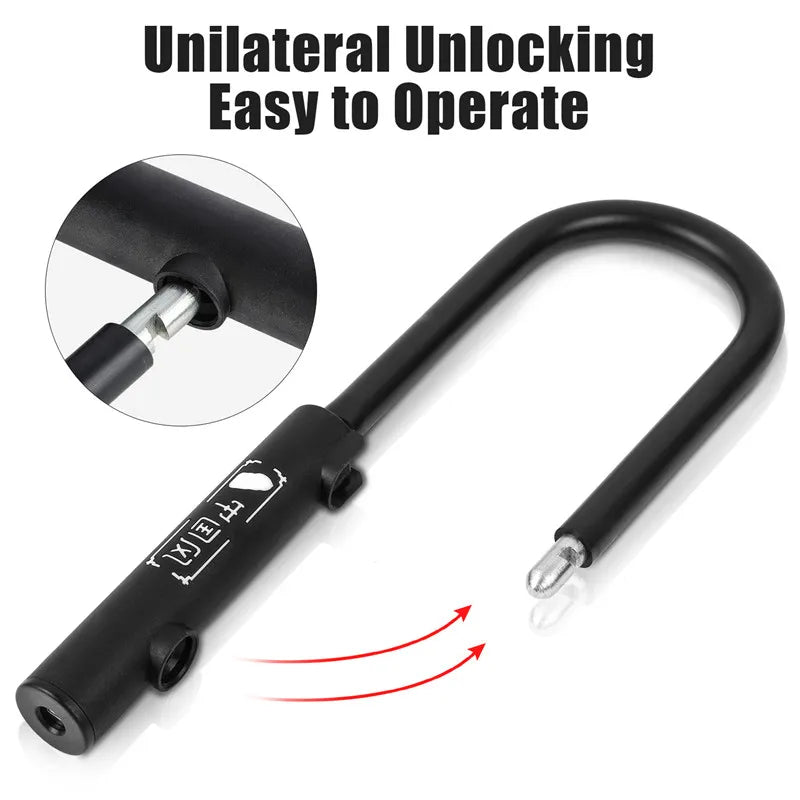West Biking Bicycle U Lock MTB Road Bike Padlock Portable Anti-Theft Safety Motorcycle Scooter Cycling Lock Bicycle Accessories – Classic-046 Carbon Steel Zinc Alloy 18x13cm Black