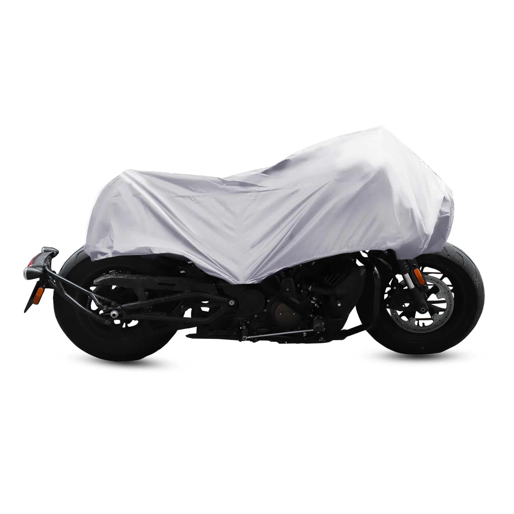 X Autohaux 210T Half Motorcycle Cover Travel Waterproof Outdoor Dustproof Rain Dust Anti UV Motor Scooter Protector Cover M L XL – 210T Polyester PU Silver Adjustable Elastic Band with Carry Bag