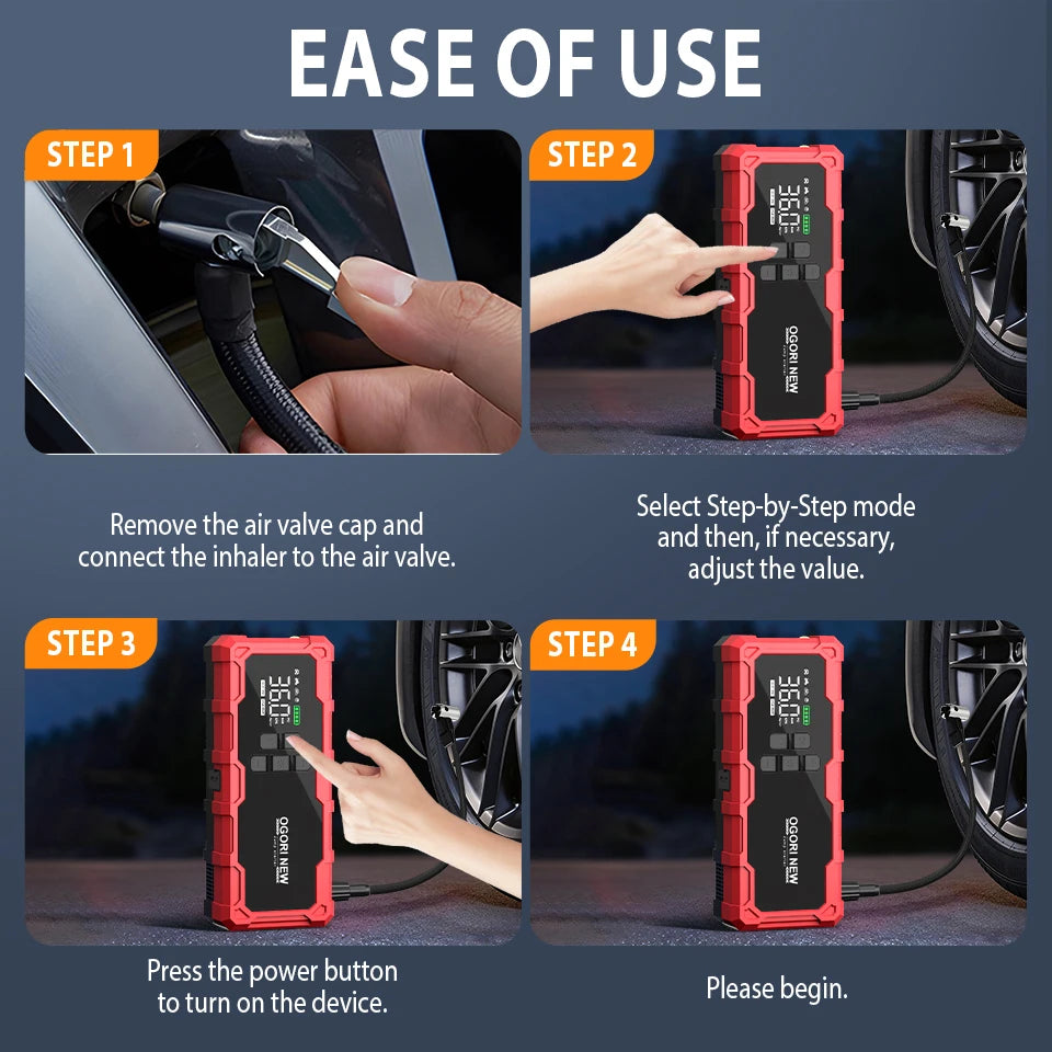 BSMOOM 150PSI Air Compressors Jump Starter Combo 4000A-10000A Portable Car Battery Pack for Motorcycle Car SUV Truck RV