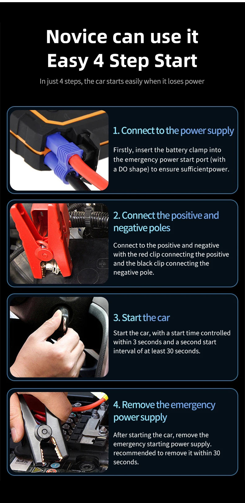 2000A Car Jump Starter – Portable Power Bank Battery Booster for 12V Petrol (6.0L) & Diesel (5.0L)