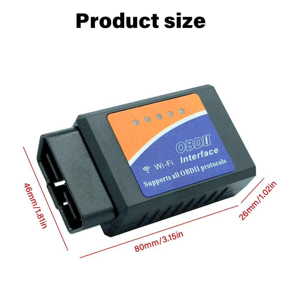 Mini ELM327 OBD2 Scanner – Bluetooth V2.1 / V1.5 / WiFi – Check Engine Code Reader – Car + Motorcycle Fault Detector – $12