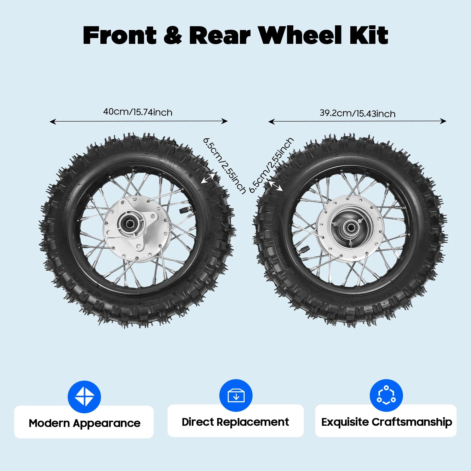 Dirt Bike Tires – 2.50-10 Front & Rear Wheel Rim Tire Assembly