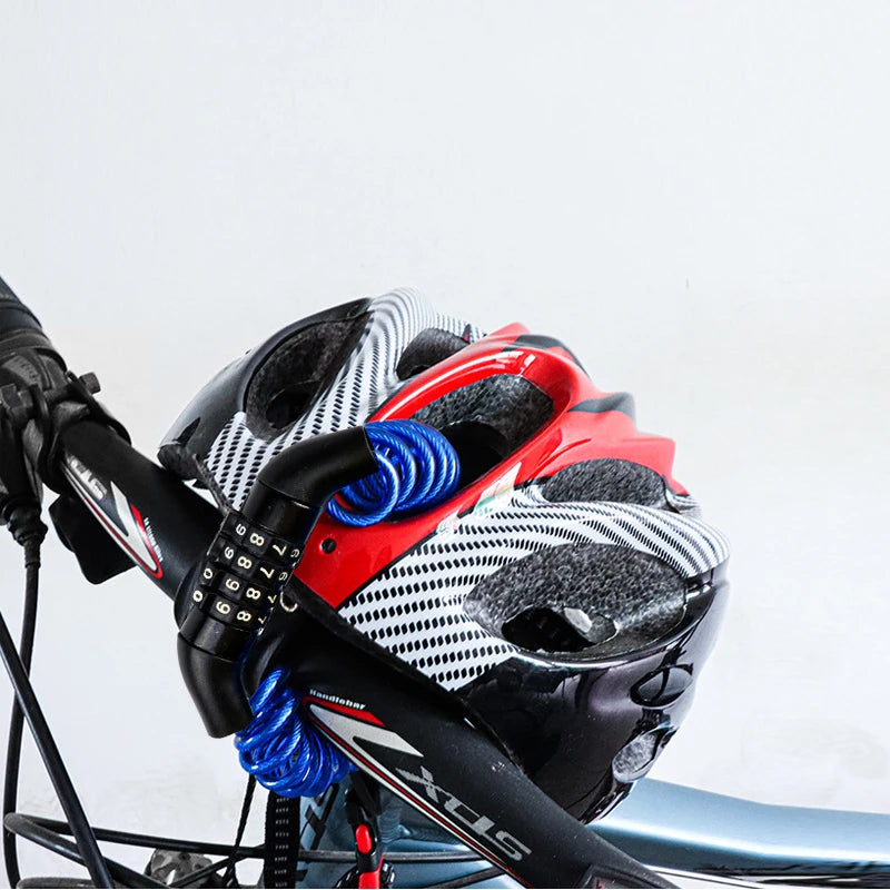 Helmet Lock Anti-theft 4 Digit Password MTB Road Bike Locks For Scooter Motorcycle Portable Cycling Bicycle Cable Lock