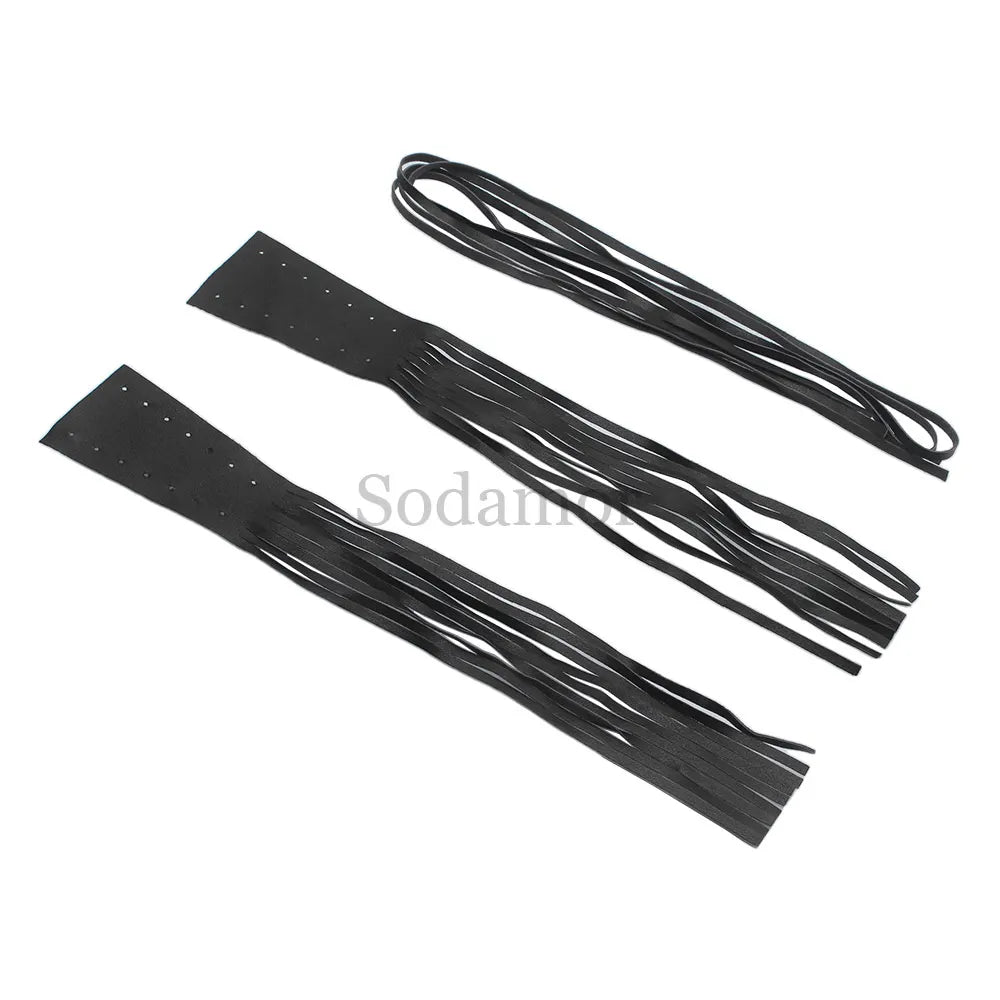 Universal Harley / Honda / Yamaha / Suzuki PU Leather Brake & Clutch Lever Cover – Fringe Tassels – Black – 1 Pair – $15