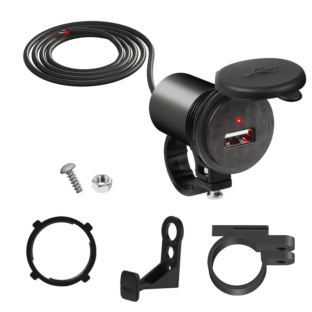 12V Waterproof Motorcycle USB Charger – Phone Charging Port with Power Switch