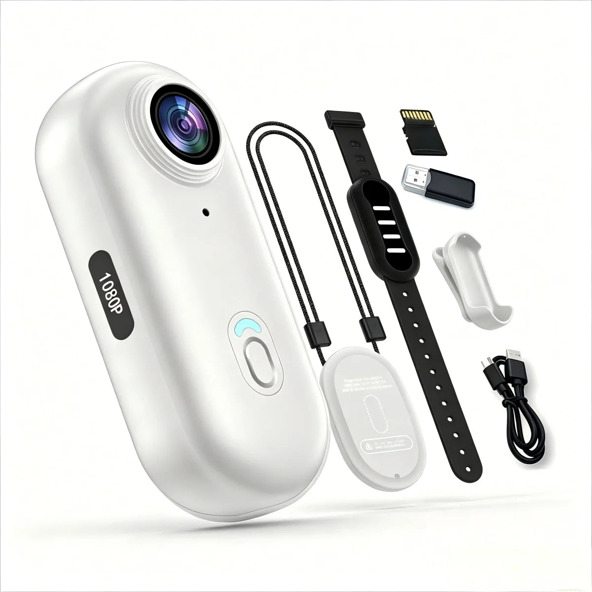 1080P Thumb Motorcycle Helmet Cam Tiny Portable Spring Clip POV Action Camera 8MP Sony Sensor Hands-Free Vlogging Motorcycle Camera for Cycling Motorcycle Bike
