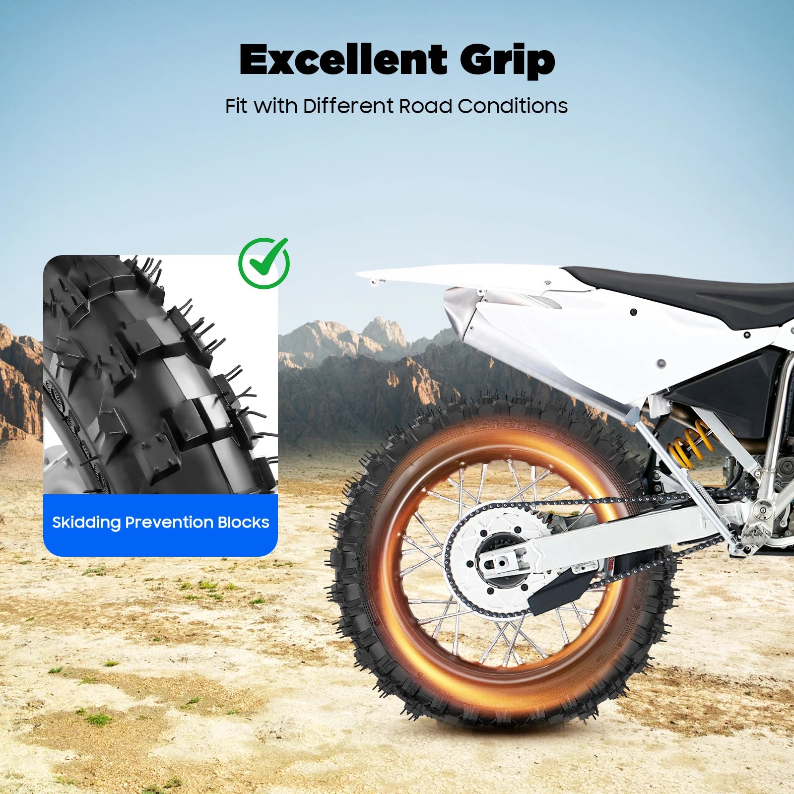 Dirt Bike Tires – 2.50-10 Front & Rear Wheel Rim Tire Set