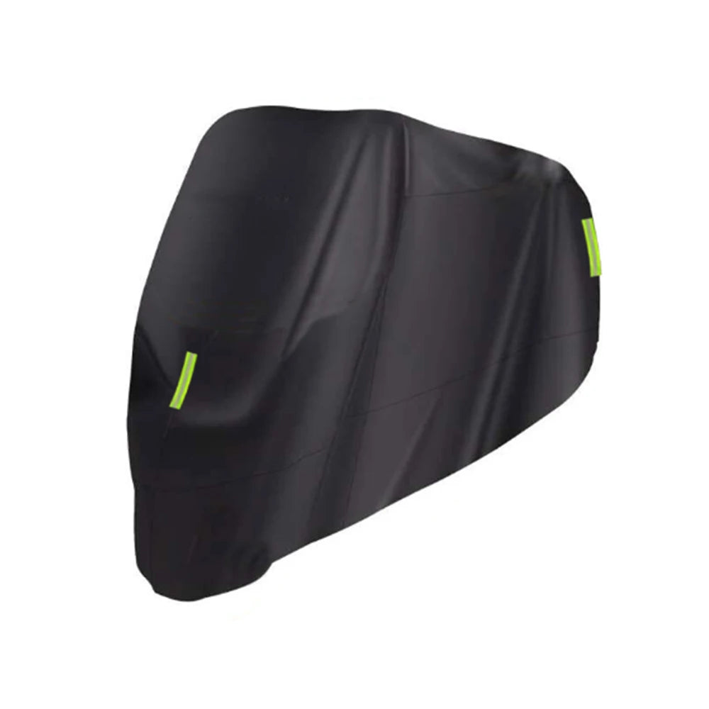 Universal Motorcycle Cover All Season Waterproof Outdoor Protection Against Dust Debris Rain Weather M-XXXXL 210D Oxford Cloth – Black Foldable with Buckle Strap