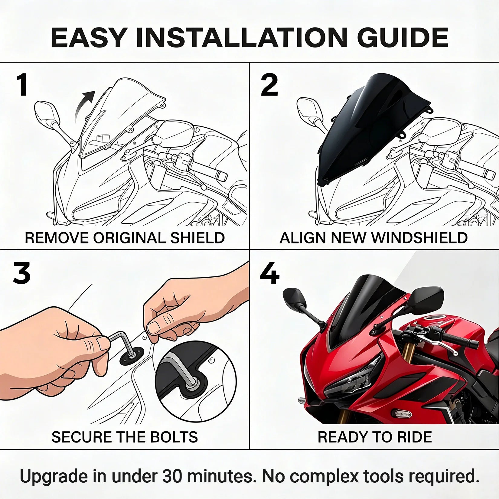 Motorcycle Windshield Windscreen – Double Bubble Airflow for Suzuki GSXR600/GSXR750