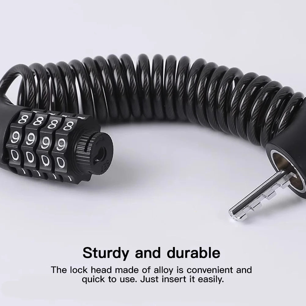 Motorcycle 4-Digit Password Combination Chain Lock Bicycle Anti-Theft Helmet Safety Lock Portable Durable Wire Cable Lock