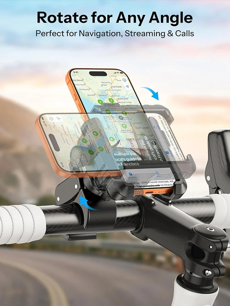 Anti-Vibration Motorcycle Phone Mount – Quick-Lock Shockproof Holder for E-Bikes, Bicycles & Strollers