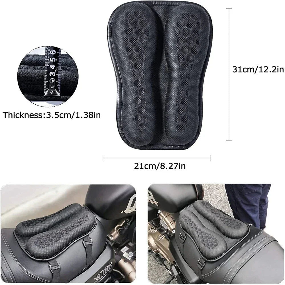 1PC Universal Motorcycle Gel Seat Cushion 3D Honeycomb Structure Breathable and Shock Absorption Pad for Comfortable Long Rides