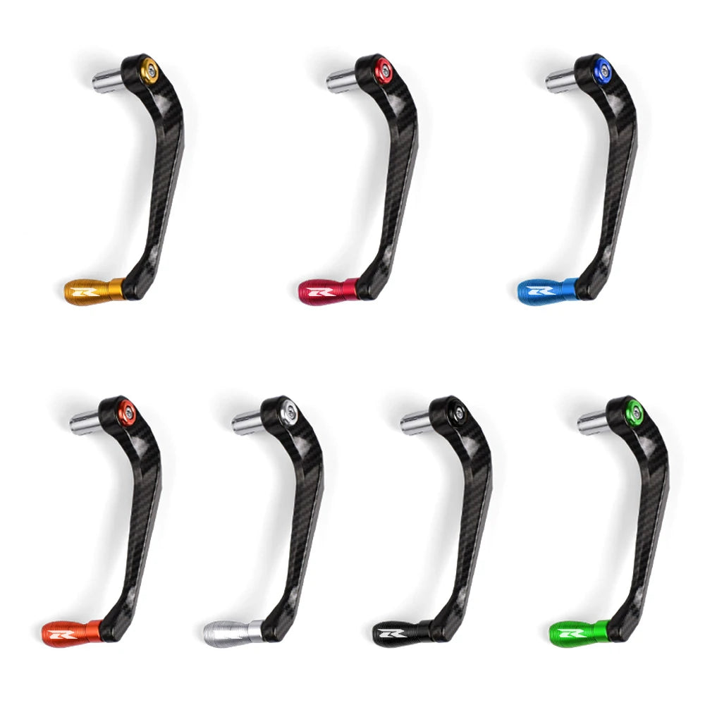 Suzuki GSXR 125/150/250/600/750/1000 / GSR 750/600/400 CNC Aluminum Brake & Clutch Lever Hand Guard Protector – R Logo – 7 Colors – 1 Pair – $20