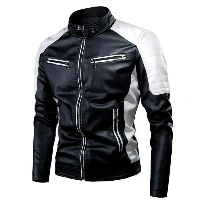 Motorcycle retro patch leather cool windproof jacket