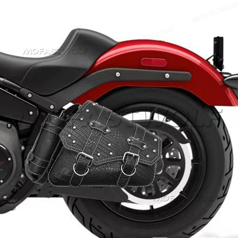 mofastwolf Sportster Iron 883 XL883 1200 Saddlebag Waterproof Storage Bag Motorcycle Swingarm Bag Side Tool Bag PU Leather Hard-Shell Detachable Water Bottle Bag – A-Side / B-Side (1PC)