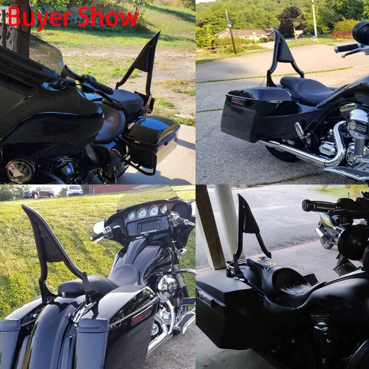 Motorcycle 16'' Detachable Rear Passenger Backrests Sissy Bar Pad For Harley Touring CVO Road King Electra Street Glide 09-2025
