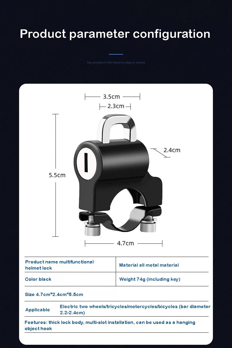 Motorcycles Helmet Lock Anti-theft Helmet Lock Handlebar Mount Motorcycle Electric Motorbike Security Lock Accessories