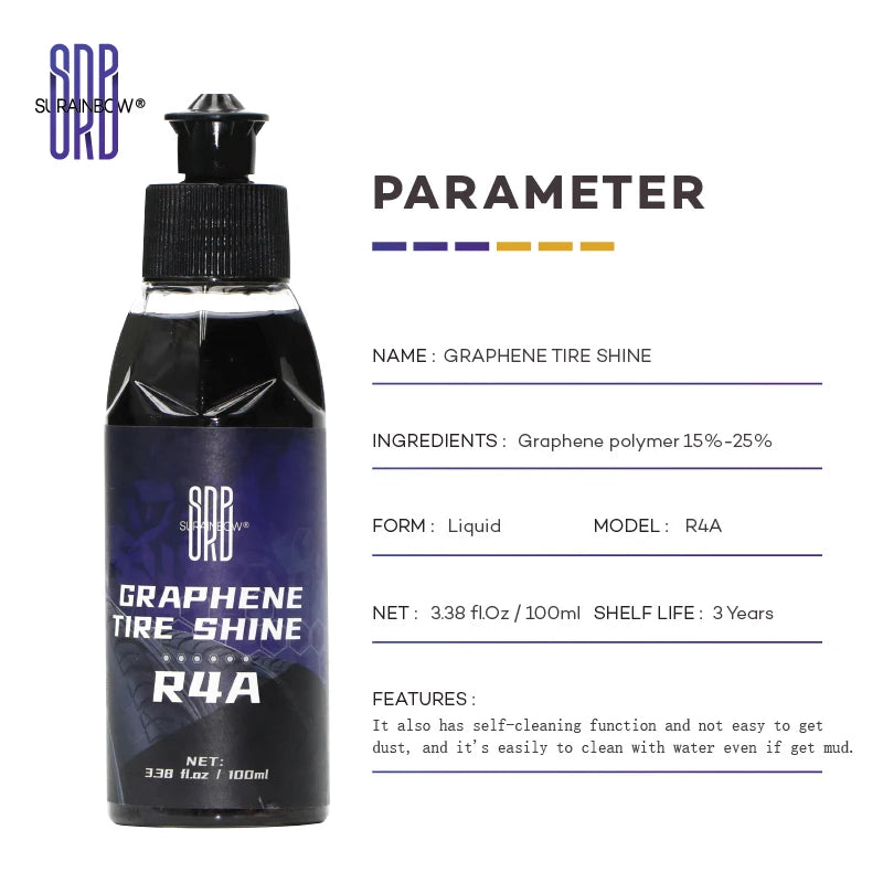 Graphene Acrylic Tire Shine Spray Coating – No Sling Long-Lasting Deep Black UV Protection Dirt Repellent – 100ml / 473ml – $10–42