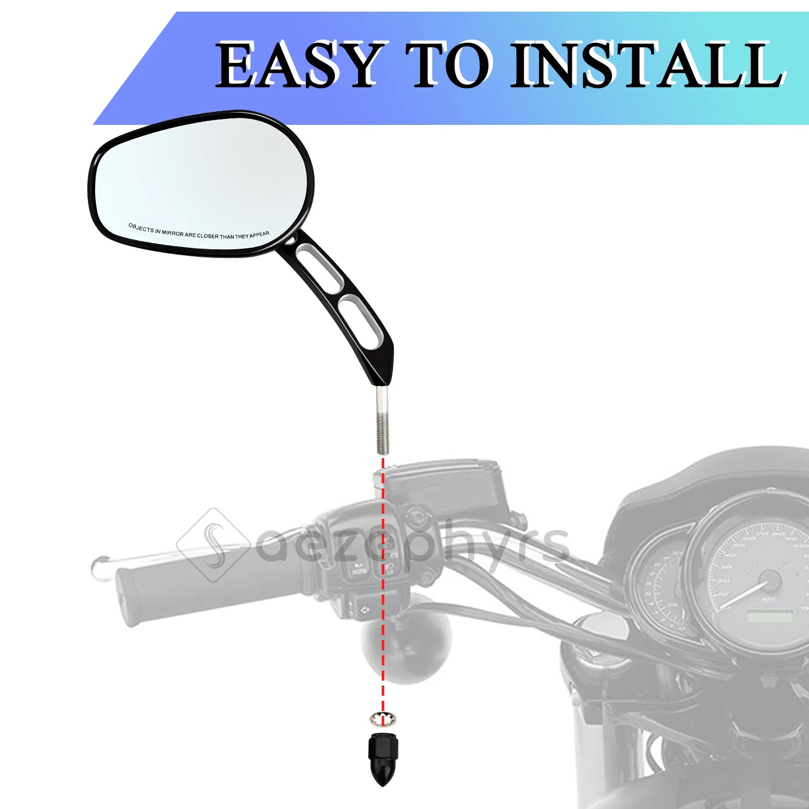 WOWTK Harley-Davidson 360° Adjustable Handlebar Rearview Mirror Pair 5/16" 24 UNF for Touring Sportster Softail Dyna Road King Electra Glide Fat Boy 1982-2026
