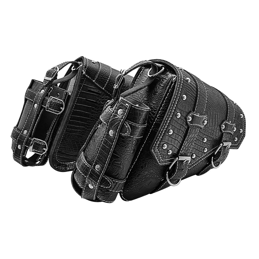 mofastwolf Sportster Iron 883 XL883 1200 Saddlebag Waterproof Storage Bag Motorcycle Swingarm Bag Side Tool Bag PU Leather Hard-Shell Detachable Water Bottle Bag – A-Side / B-Side (1PC)