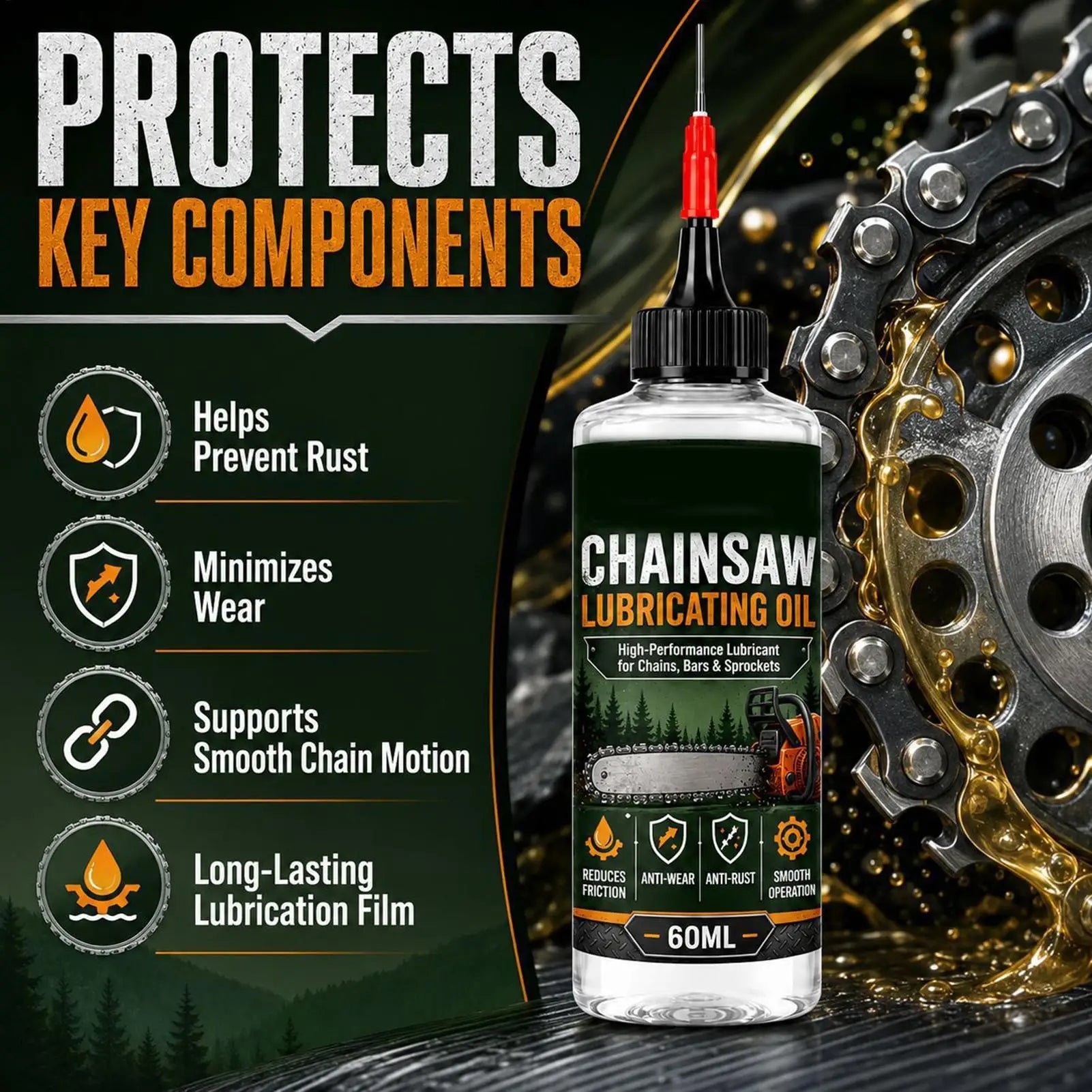 Chain Saw Oil Lubricant 60ml – Long-Lasting Anti-Rust Grease Chain Lube for Bicycle Trimmer Motorcycle Garage Lawn – $17
