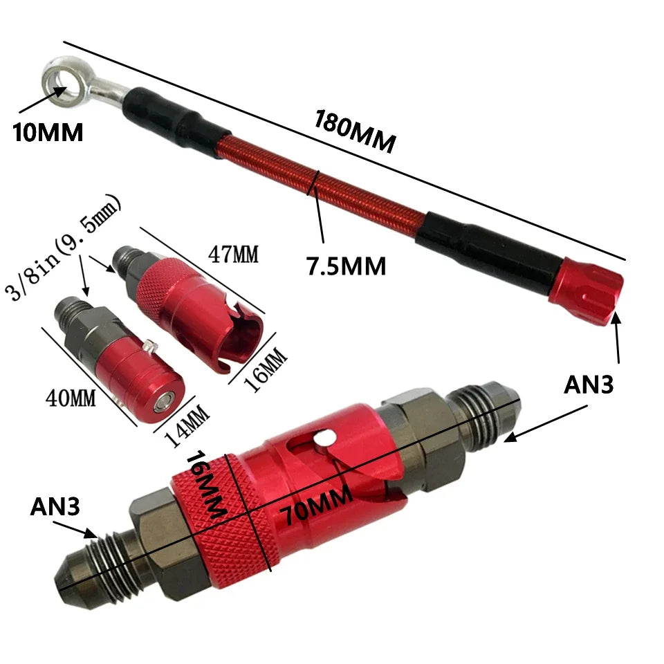 AN3 Brake Line Quick Disconnect Coupler – Brake Line Tools – Non-Spill Shut-Off Valve for Brake Fluid Change – 7075 Aluminium – Universal Motorcycle and Car – from $14