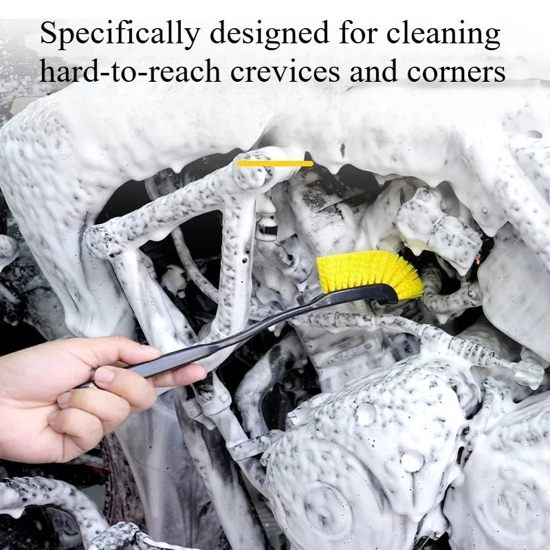 Curved Detail Cleaning Brush - Yellow hairbrush