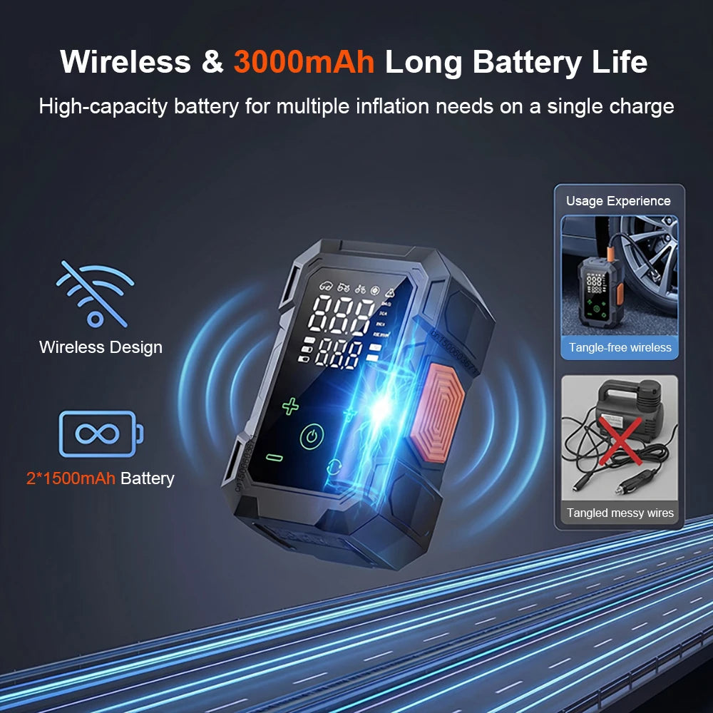 Portable Air Compressor – Cordless Tire Inflator with Digital Display