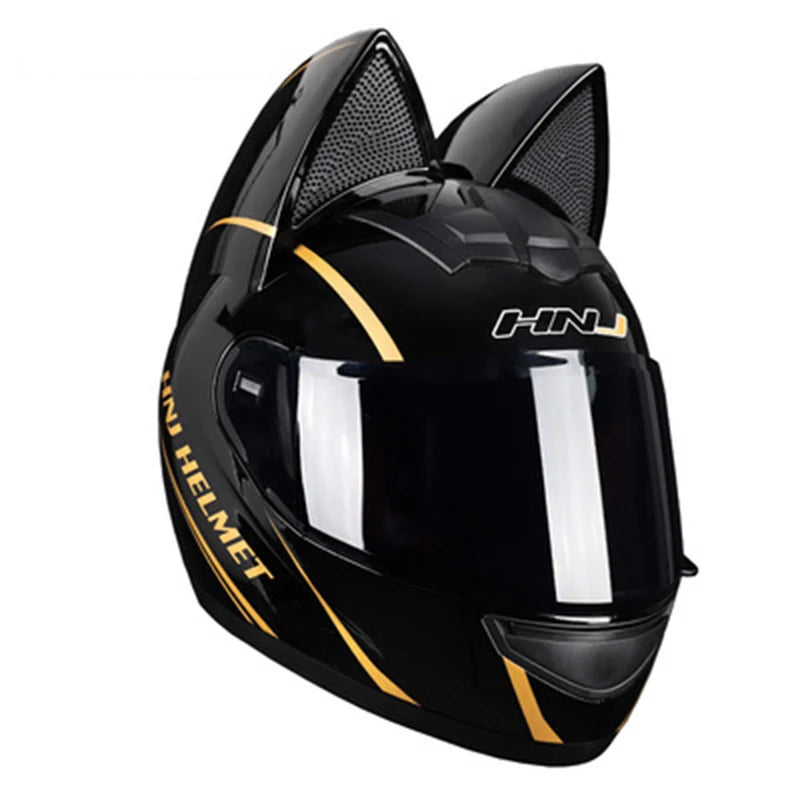 Cute Cat Full Face Ear Helmet for Street and Motocross Riding