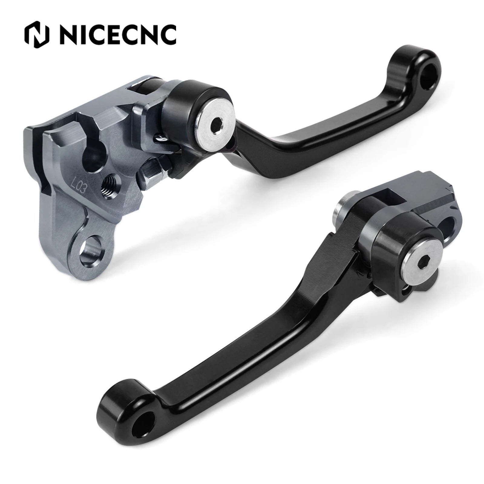 Honda CRF150F / CRF230F 2003–2017 / CRF250F 2019–2021 NICECNC Pivot Brake & Clutch Lever Set – CNC Billet Aluminum – Black / Red – $30