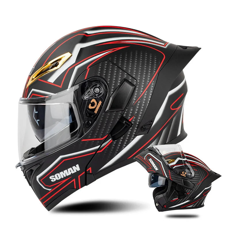 DOT Approved Modular Full Face Motorcycle Helmet – Flip-Up Dual Visor, All-Season