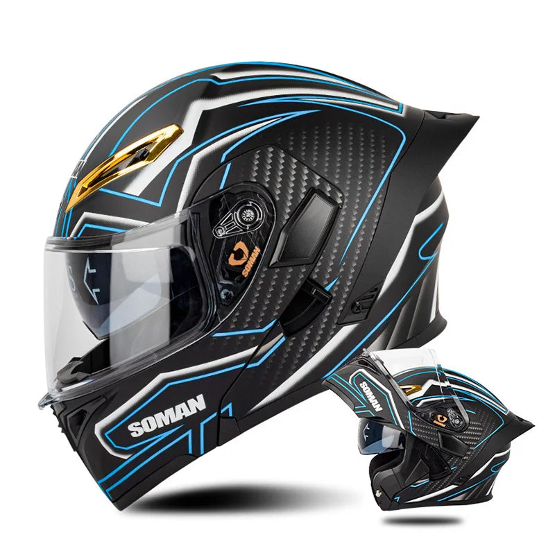 DOT Approved Modular Full Face Motorcycle Helmet – Flip-Up Dual Visor, All-Season