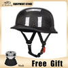 Carbon Fiber Helmets – DOT Certified 12K Carbon Fiber Half Face Motorcycle Helmet, Vintage German-Style Cruiser