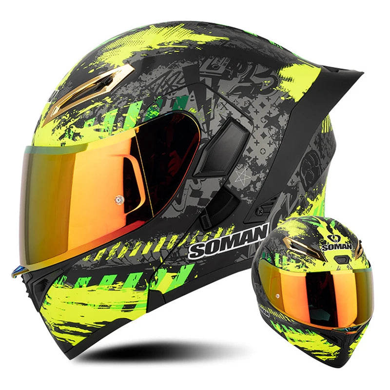 DOT Approved Modular Full Face Motorcycle Helmet – Flip-Up Dual Visor, All-Season