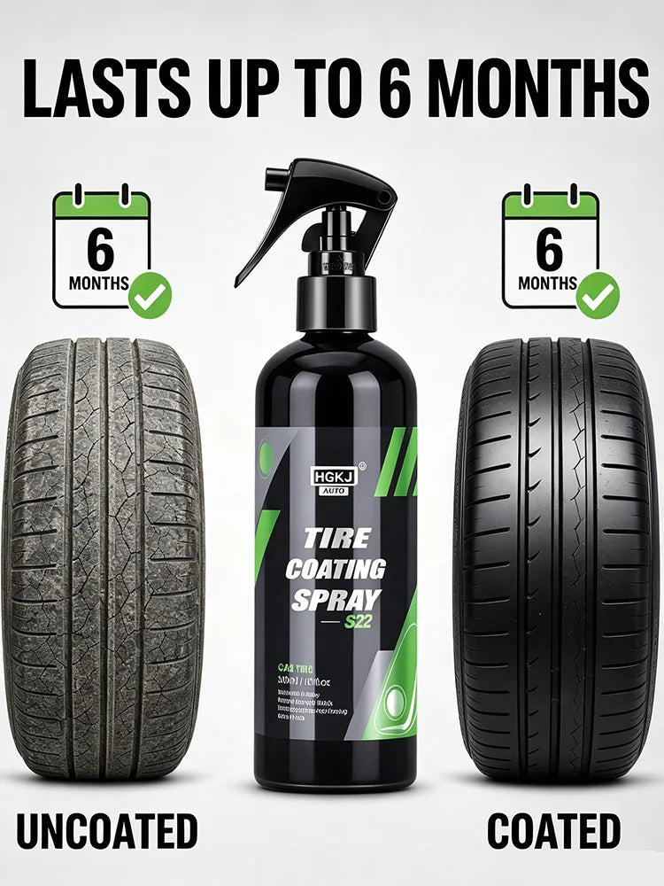 Tire Shine Coating Spray – Waterproof Anti-UV Anti-Crack Dust Repellent Gloss Renovator – Tire Plastic Leather – $12–25