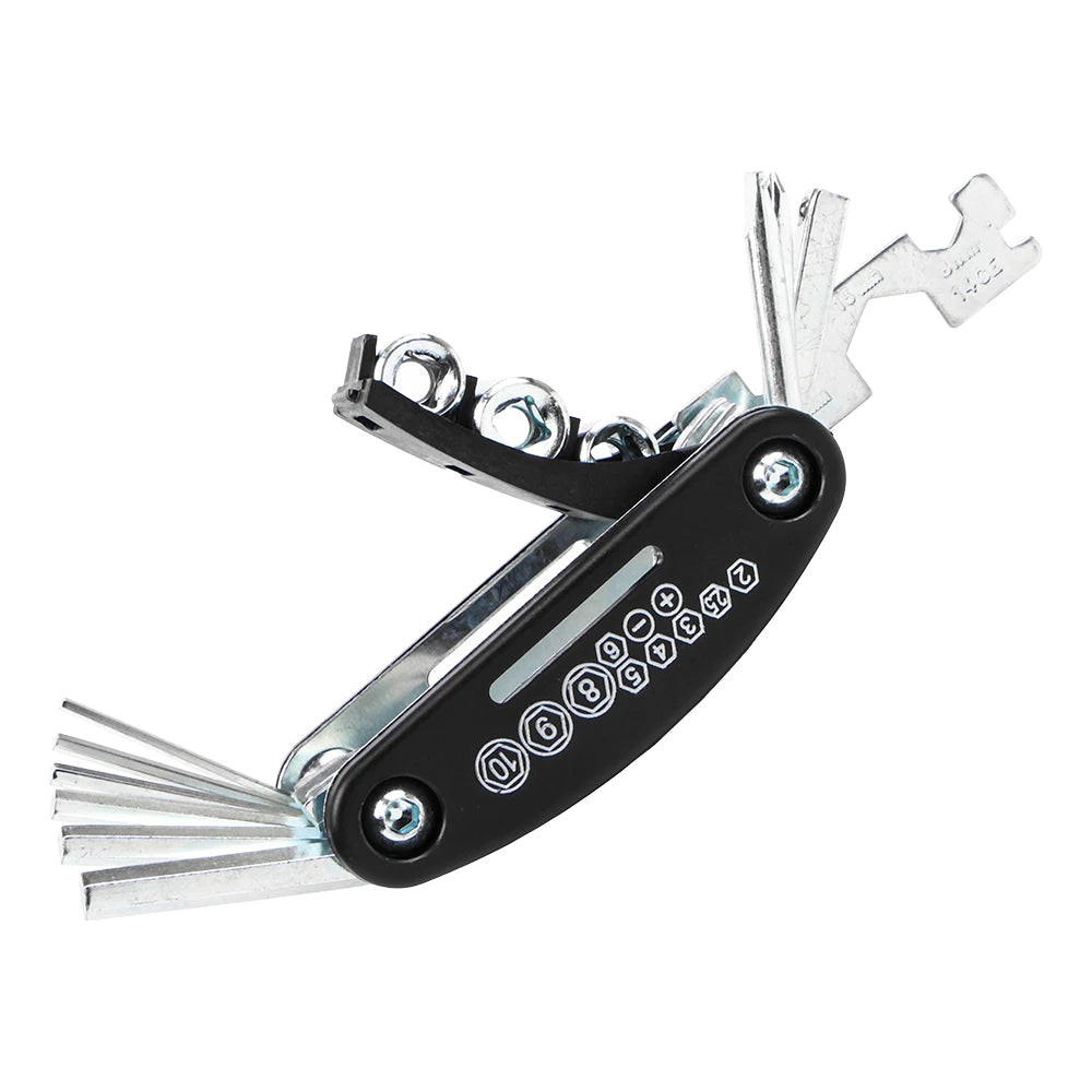 RVICHMOTO 16-in-1 Motorcycle Multi-Tool Kit – Allen + Socket + Flat Wrench + Screwdriver + Spoke Tool + Extension Rod – $20