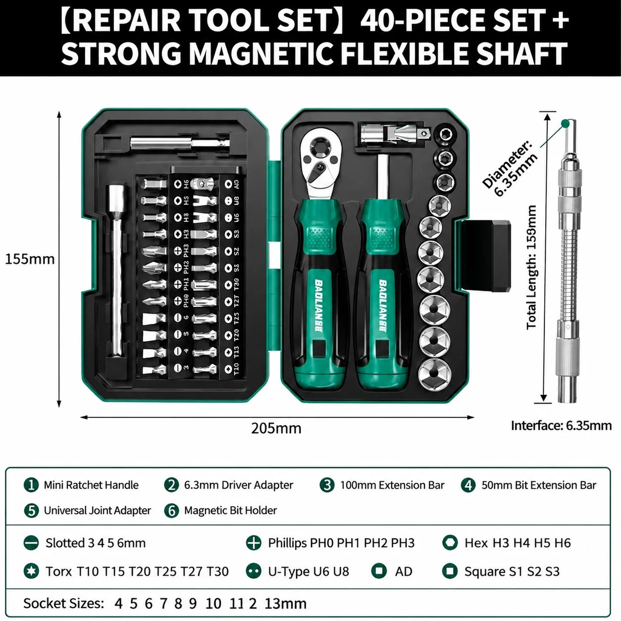 Baolian 40-in-1 Bike & Motorcycle Repair Tool Kit – Ratchet, Socket Wrench & Screwdriver Bit Set – Cr-V Steel – Carry Bag – $80