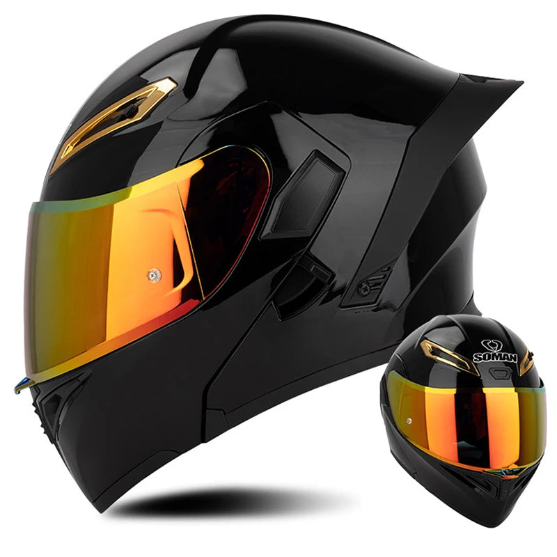 DOT Approved Modular Full Face Motorcycle Helmet – Flip-Up Dual Visor, All-Season