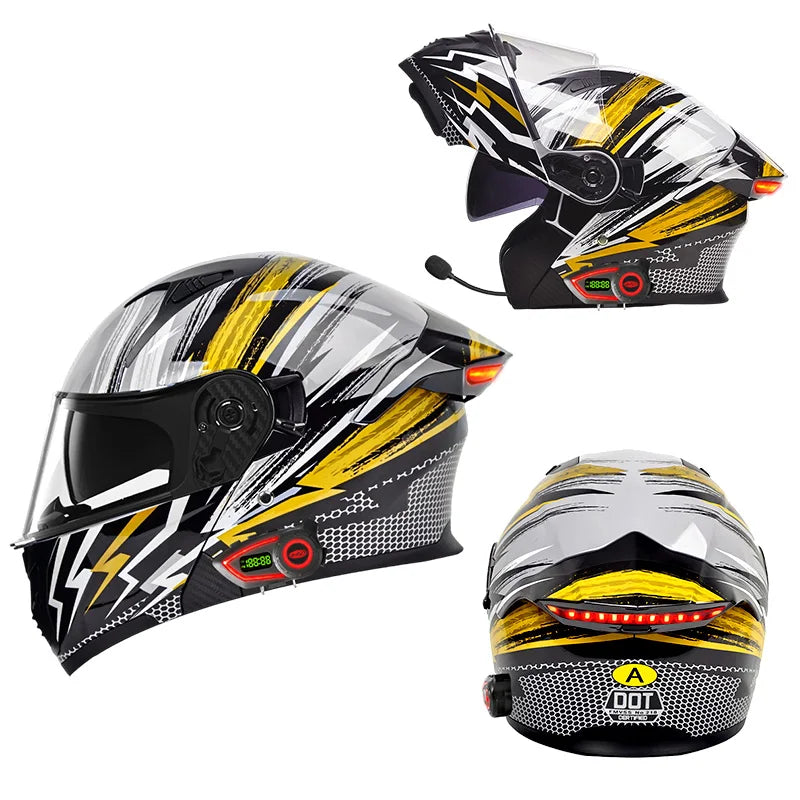 Modular Helmets – DOT Approved Bluetooth Motorcycle Helmet, Dual Visor & LED Tail Light