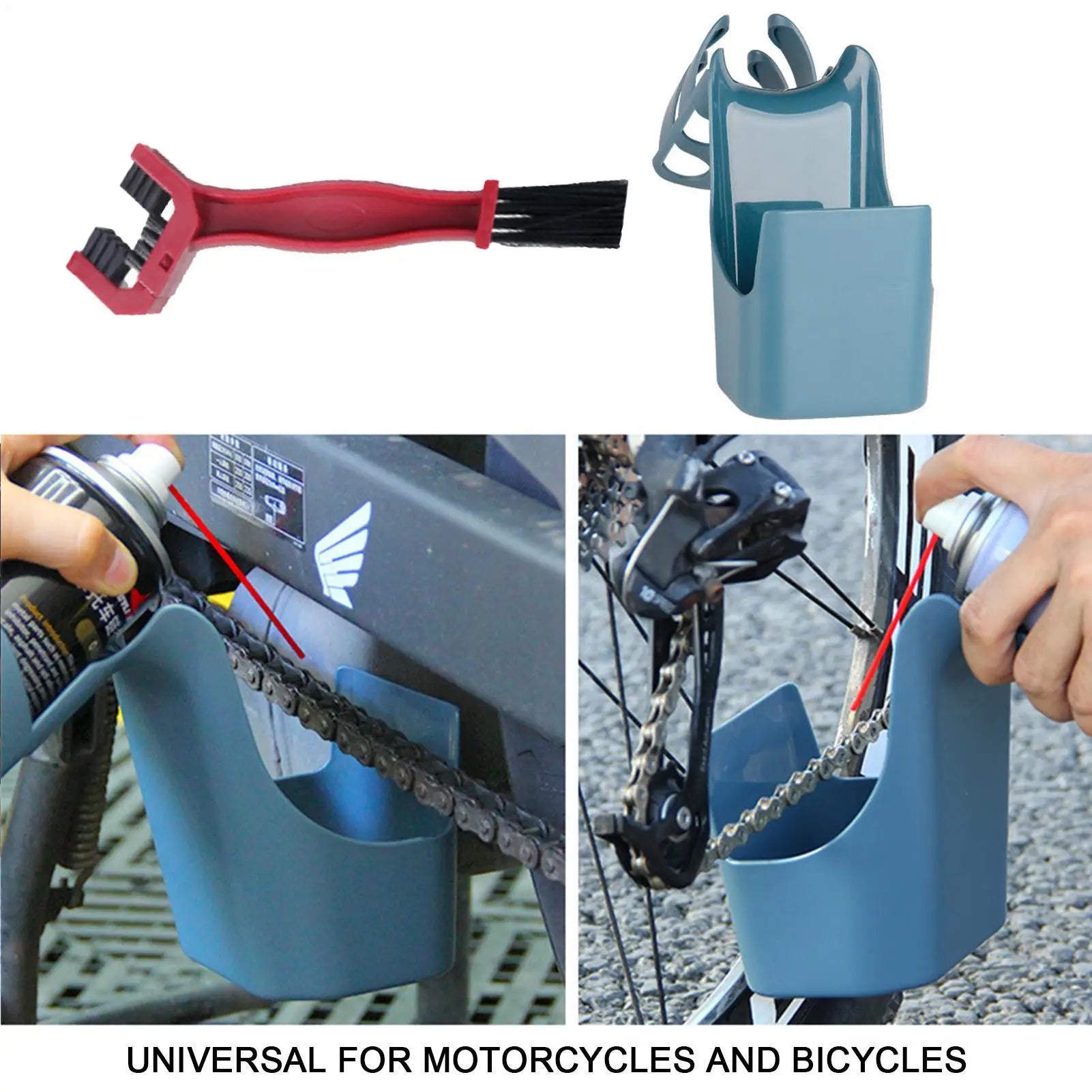 Motorcycle & Bicycle Chain Oil Storage Splash-Proof Tool Box with Brush – ABS Chain Scrubber & Dirt Cleaner Kit for Mountain Road Folding Bike – $10