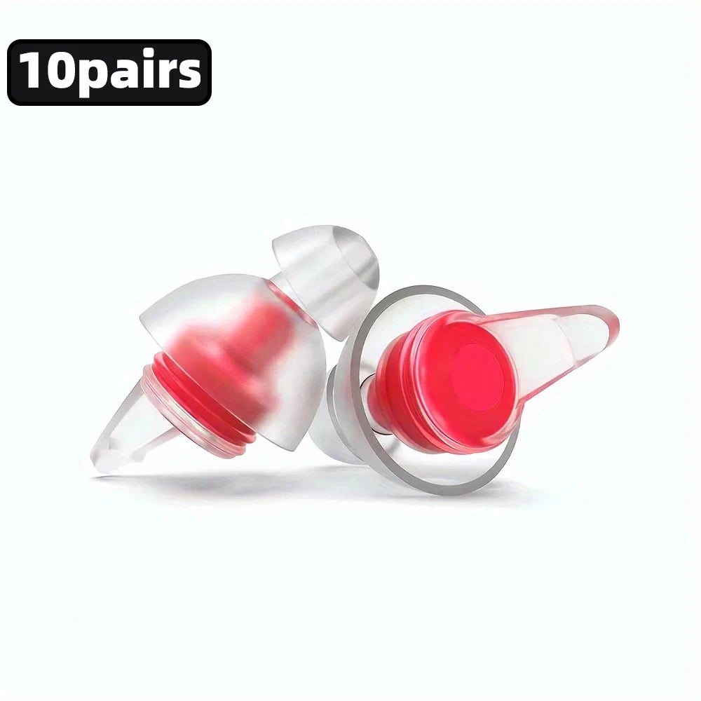 HUAK Quiet-04 Motorcycle Riding Earplugs Reusable High-Fidelity Silicone IPX8 Waterproof for Swimming & Travel – 5 or 10 Sets – Black Blue Red Purple White
