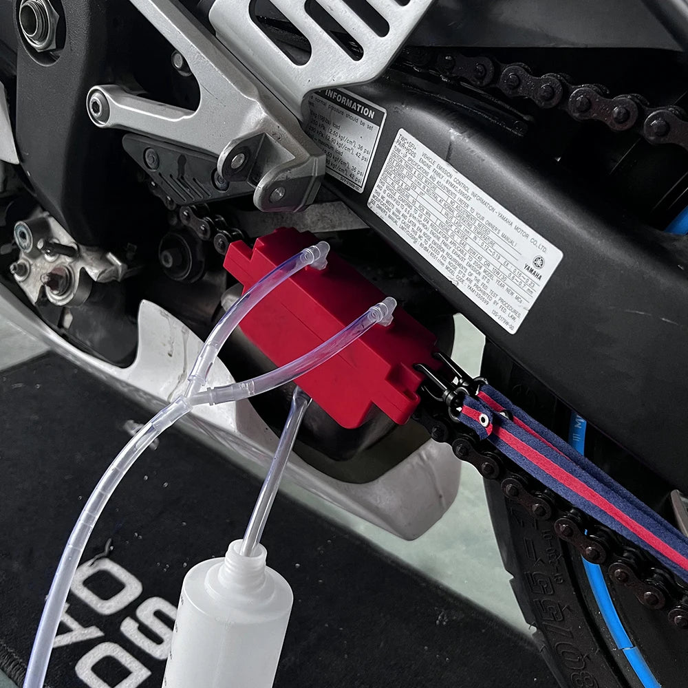 Motorcycle Chain Cleaning & Lube Device Tools – Full Set with 2PCS Pump Bottle – Brush Gear Cleaner & Lubricating Accessory – $33