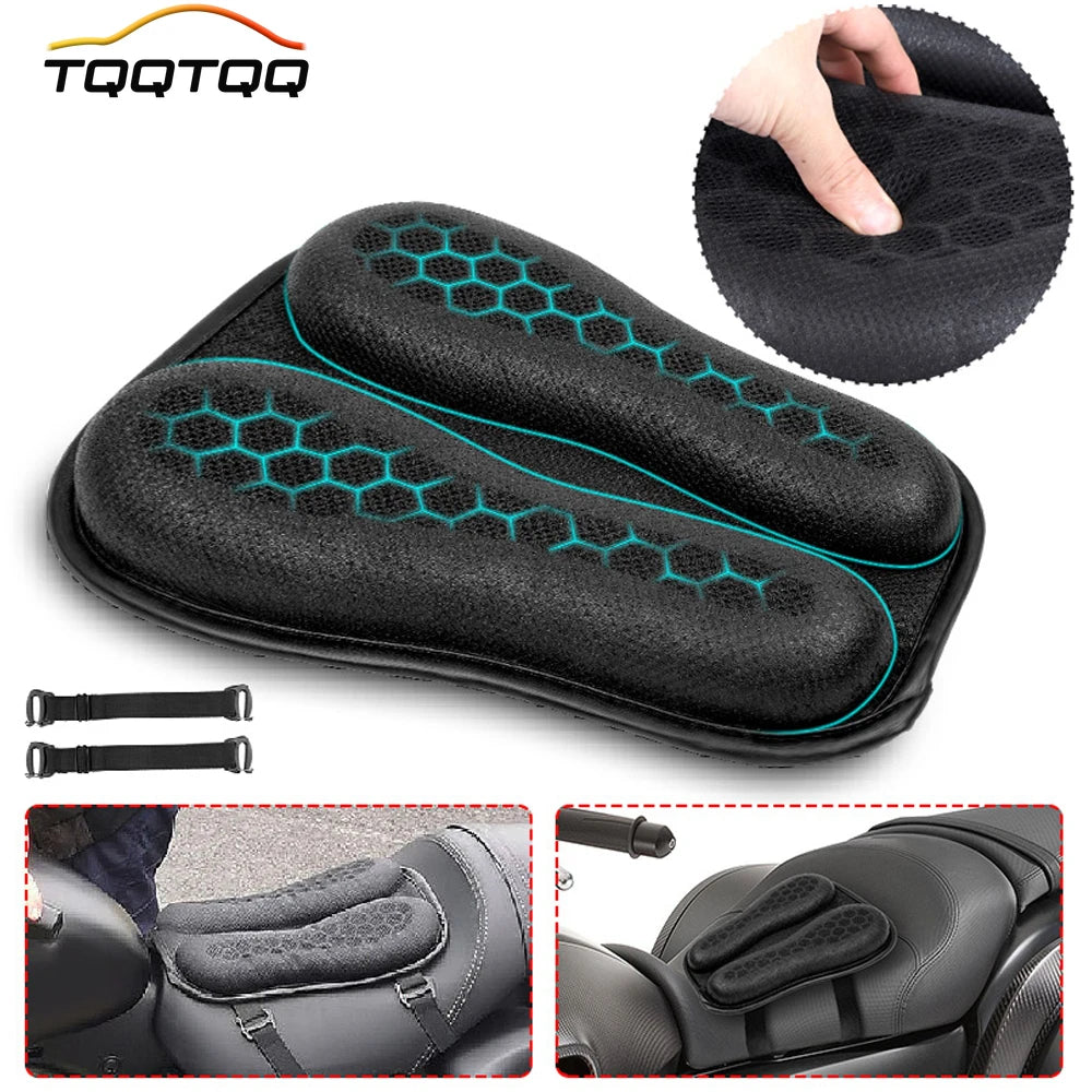 1PC Universal Motorcycle Gel Seat Cushion 3D Honeycomb Structure Breathable and Shock Absorption Pad for Comfortable Long Rides
